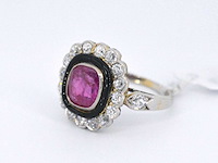 Art deco ring met diamanten en robijn - afbeelding 9 van  9