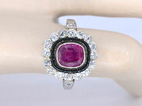 Art deco ring met diamanten en robijn - afbeelding 3 van  10