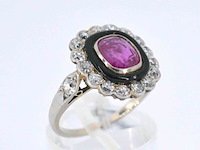 Art deco ring met diamanten en robijn - afbeelding 5 van  10