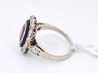 Art deco ring met diamanten en robijn - afbeelding 6 van  10