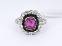 Art deco ring met diamanten en robijn - afbeelding 7 van  10