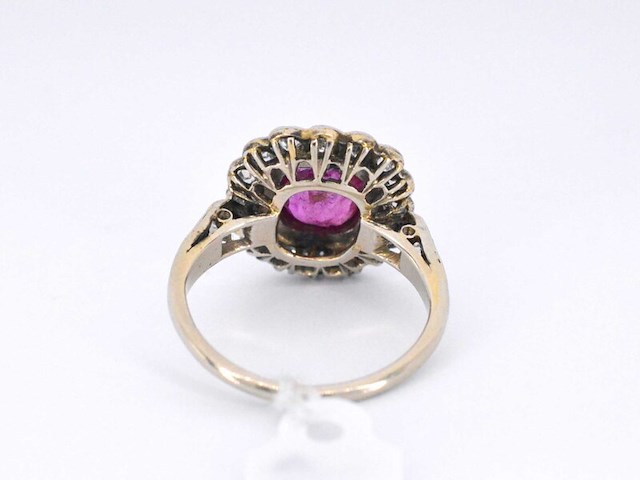 Art deco ring met diamanten en robijn - afbeelding 8 van  10