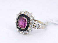 Art deco ring met diamanten en robijn - afbeelding 9 van  10