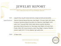 Art deco ring natuurlijke diamanten grote tourmalijn en tanzanieten - afbeelding 3 van  5