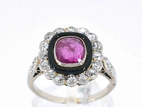 Art deco ring robijn diamant