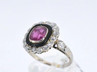 Art deco ring robijn diamant - afbeelding 3 van  9