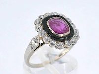 Art deco ring robijn diamant - afbeelding 4 van  9