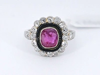Art deco ring robijn diamant - afbeelding 6 van  9