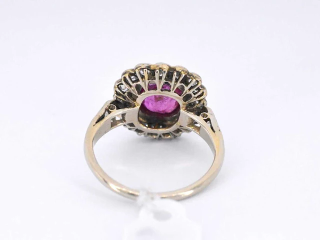 Art deco ring robijn diamant - afbeelding 7 van  9