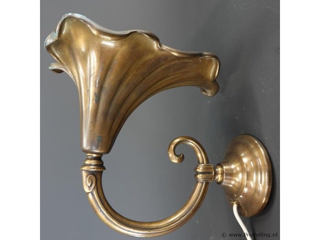 Art nouveau zware messing wandlamp - afbeelding 2 van  5