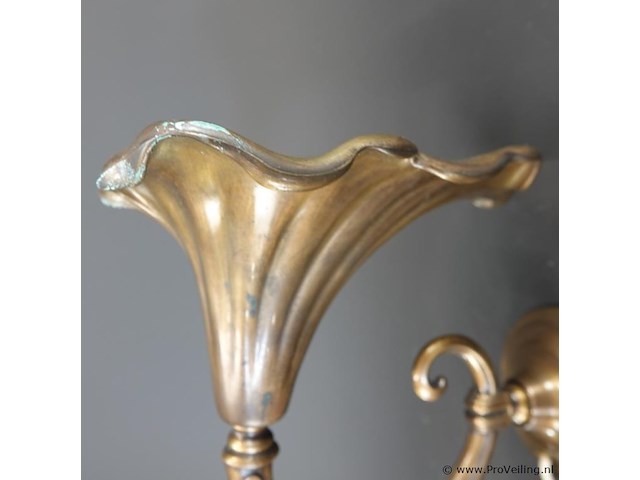 Art nouveau zware messing wandlamp - afbeelding 3 van  5