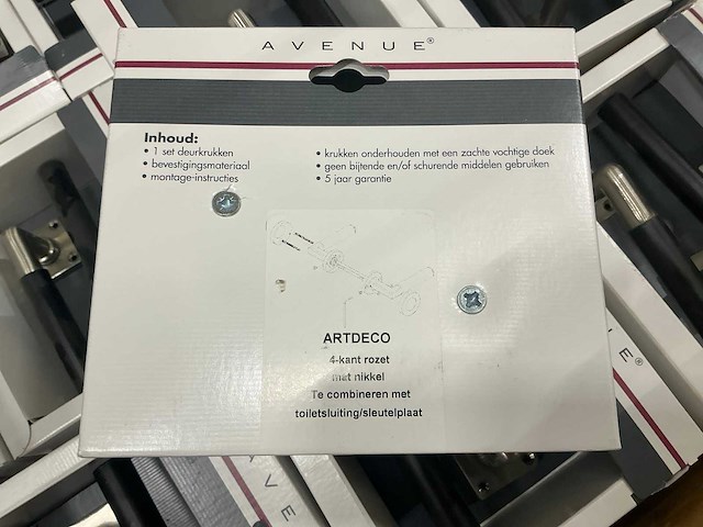 Artdeco 4-kant rozet deurkruk set (190x) - afbeelding 3 van  8