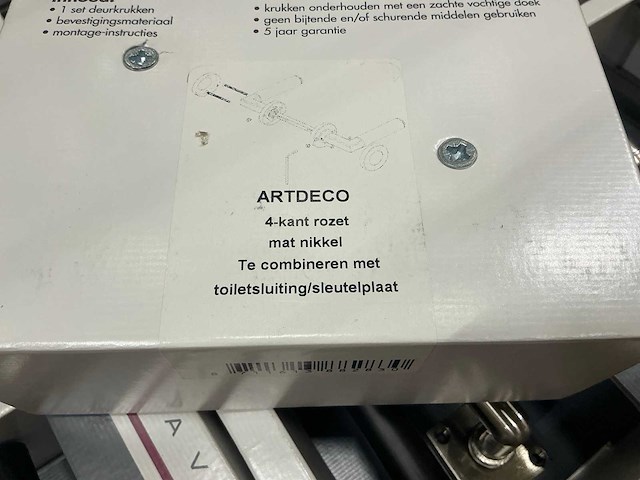 Artdeco 4-kant rozet deurkruk set (190x) - afbeelding 4 van  8