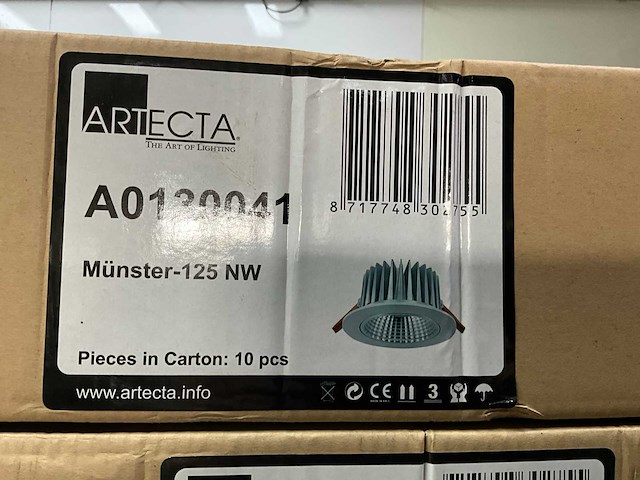 Artecta - münster-125 nw - inbouw - plafondlampen (20x) - afbeelding 4 van  5