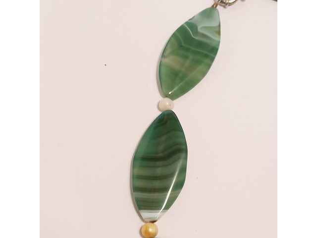 Artisane zoetwater parel en agaat collier - afbeelding 2 van  4