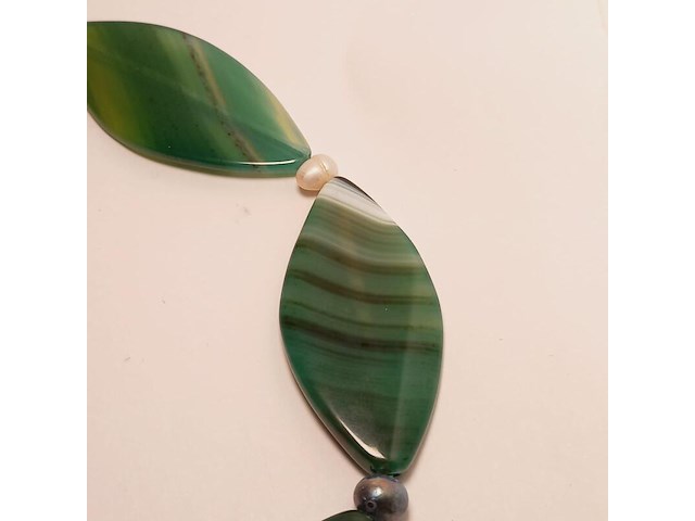 Artisane zoetwater parel en agaat collier - afbeelding 3 van  4