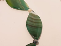 Artisane zoetwater parel en agaat collier - afbeelding 3 van  4