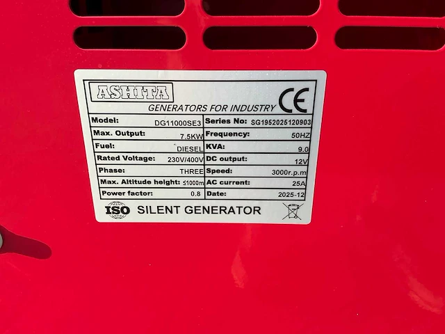 Ashita dg11000se3 stroomgenerator - afbeelding 8 van  12