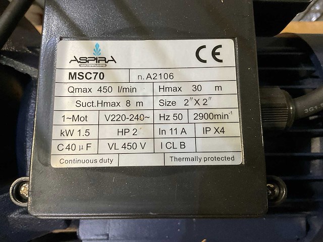 Aspira msc70 centrifugaalpomp - afbeelding 1 van  3