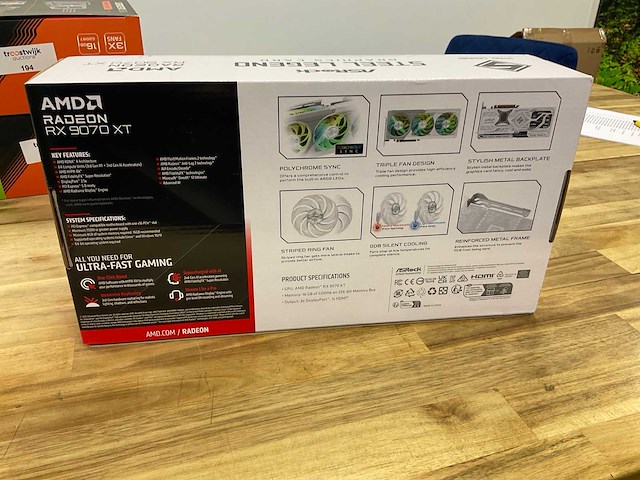 Asrock steel legend amd radeon rx 9070 xt videokaart - afbeelding 3 van  6