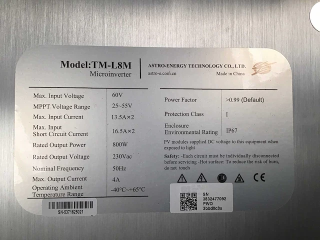 Astro-energy t/m-l8m micro omvormer - afbeelding 2 van  3