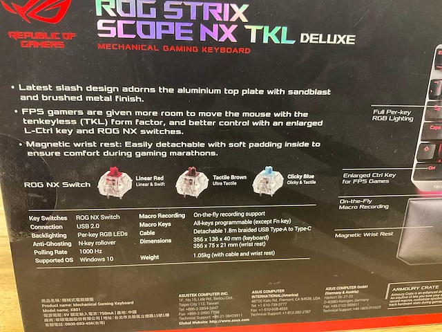 Asus rog strix scope nx tkl deluxe mechanical gaming keyboard - afbeelding 2 van  3