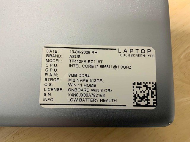 Asus tp412fa (i7) laptop (2x) - afbeelding 7 van  8