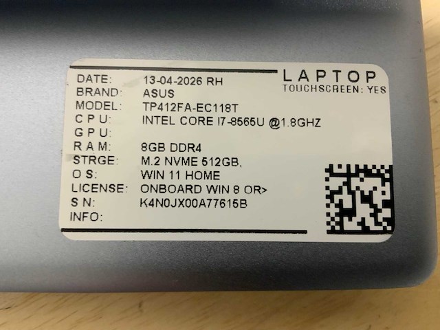 Asus tp412fa (i7) laptop (2x) - afbeelding 7 van  9
