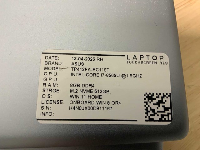 Asus tp412fa (i7) laptop (2x) - afbeelding 8 van  9