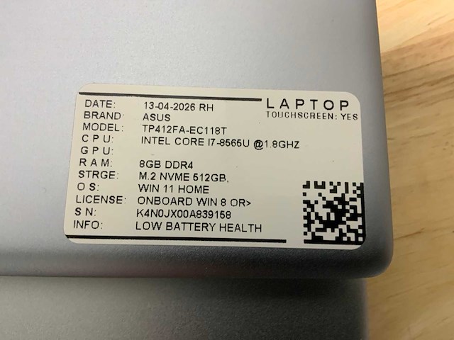 Asus tp412fa (i7) laptop (2x) - afbeelding 5 van  5