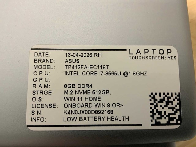 Asus tp412fa (i7) laptop (2x) - afbeelding 8 van  8