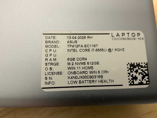 Asus tp412fa (i7) laptop (2x) - afbeelding 7 van  8