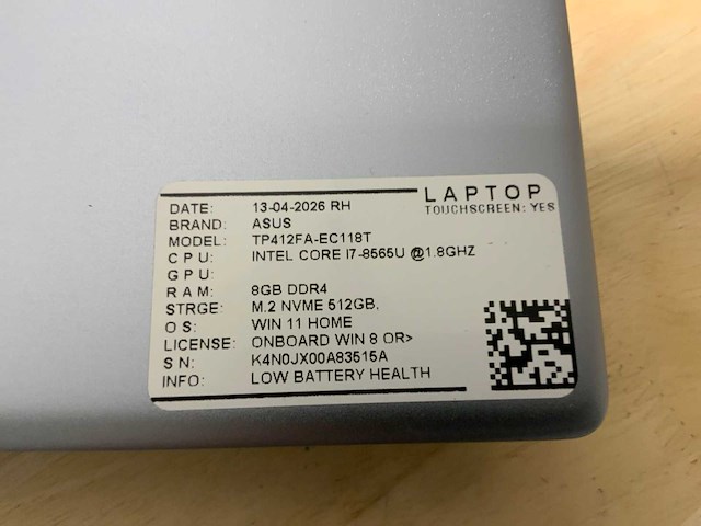 Asus tp412fa (i7) laptop (2x) - afbeelding 7 van  8