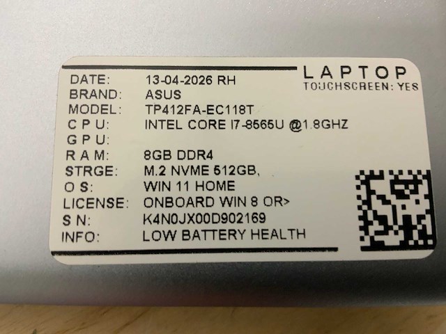 Asus tp412fa (i7) laptop (2x) - afbeelding 8 van  8