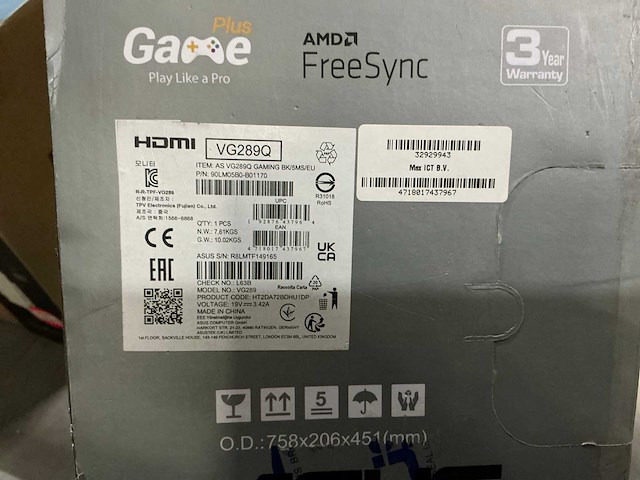 Asus tuf gaming monitor vg289 - afbeelding 2 van  2