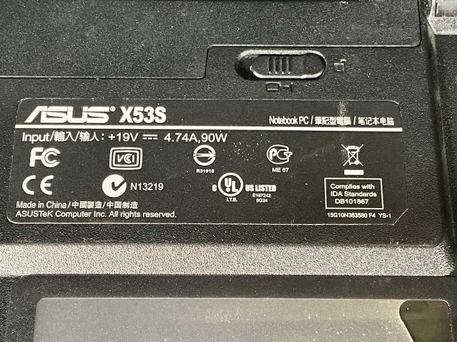 Asus x53s laptop - afbeelding 5 van  6