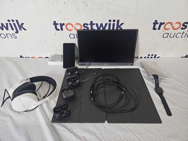 Asus zenscreen go mb16ahp zwart,jbl reflect aero zwart, sony wf-1000xm4 zwart, jbl tune 245nc tws zwart, google pixel 7 pro 128 gb zwart, abyx fit ozone 3 zwart, trust gxt 489 fayzo - gaming headset wit - afbeelding 1 van  1