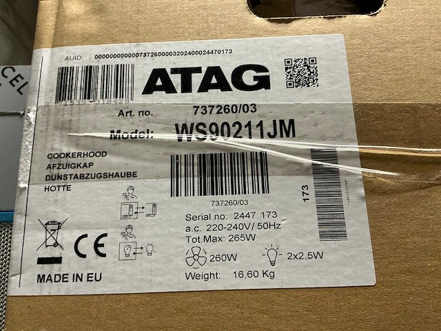 Atag ws90211jm wandschouwafzuigkap - afbeelding 1 van  1