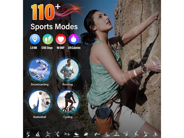 Atheewon militaire smartwatch zwart - afbeelding 2 van  6