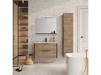 Atlantic badmeubelset aria met spiegel en witte wastafel 60cm canela eiken - afbeelding 2 van  4