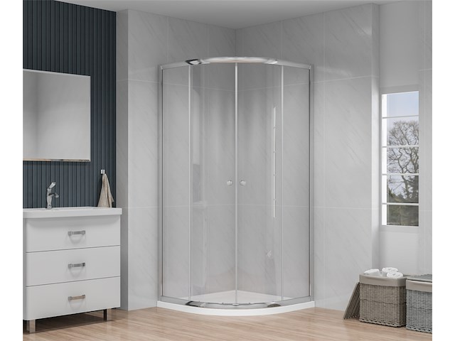 Atlantic douchecabine silas met schuifdeur zilver kwartrond - afbeelding 2 van  3