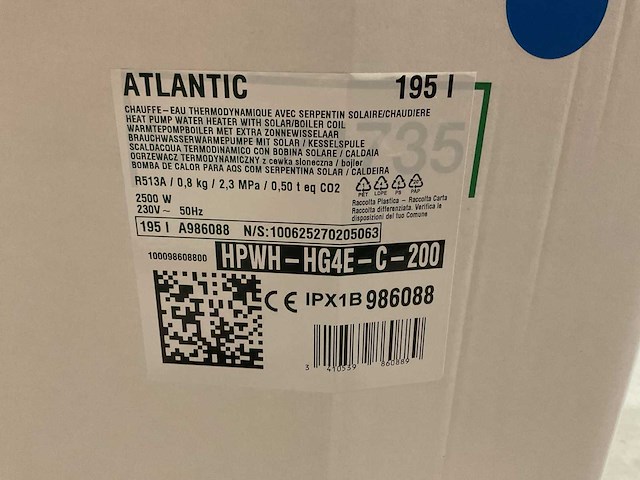 Atlantic explorer 200l warmtepompboiler - afbeelding 3 van  3