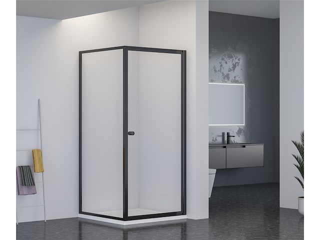 Atlantic roan douchewand en deur 90x90x190cm zwart - afbeelding 3 van  4