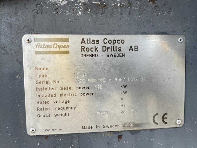 Atlas copco - 1999 - f6-34 rock drill rig - overige grondbewerking - afbeelding 3 van  16