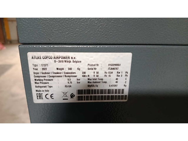 Atlas copco - 2022 - g15ff - schroefcompressor - afbeelding 7 van  10