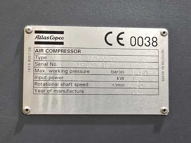 Atlas copco - zr.160 vsd - luchtcompressoren - 2002 - afbeelding 4 van  4
