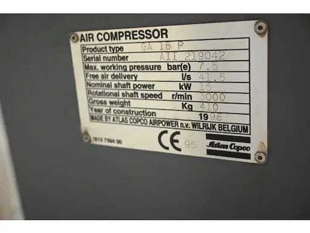 Atlas copco ga 16p luchtcompressor - afbeelding 3 van  5