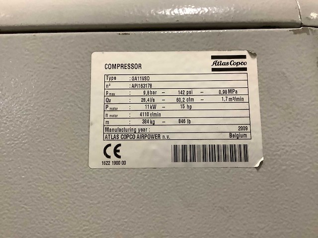 Atlas copco ga11vsdff luchtcompressor - afbeelding 8 van  8