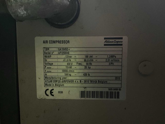 Atlas copco ga15vsd+ luchtcompressoren - afbeelding 7 van  8