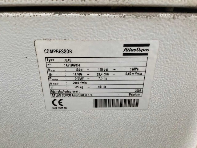Atlas copco ga5 schroefcompressor - afbeelding 5 van  5